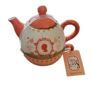 Bridgerton Pink Ceramic Teapot – Regency Style Tea Pot, Romantic Tea Decor
